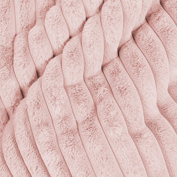 Grand Repose-pied Rond - Velours Côtelé Ultra Pelucheux Rose Pastel Fabric Close-up Image