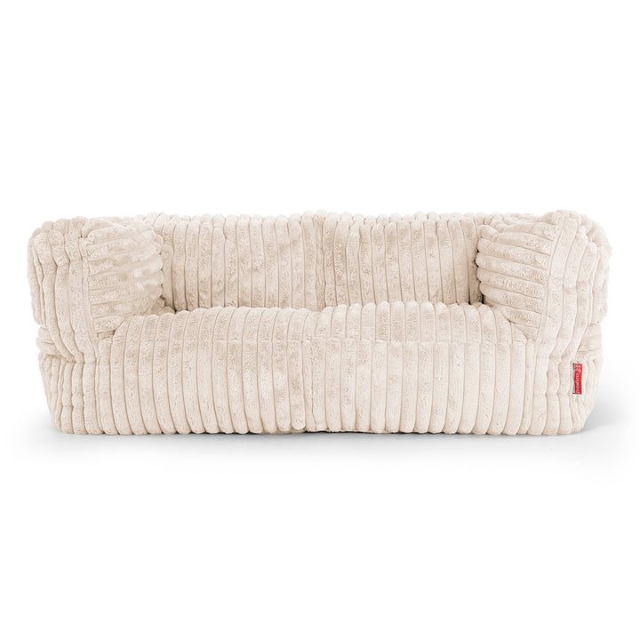 Canapé Pouf Albert 2 places - Velours Côtelé Ultra Pelucheux Crème 01