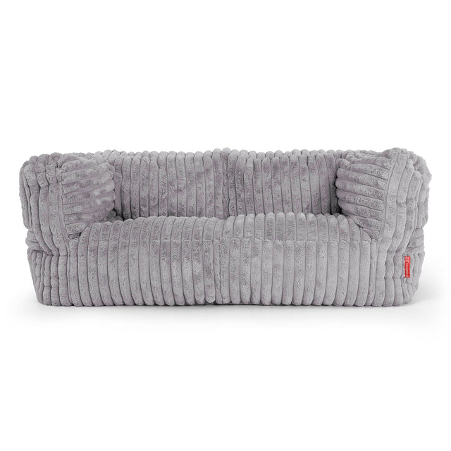 Canapé Pouf Albert 2 places - Velours Côtelé Ultra Pelucheux Gris 01