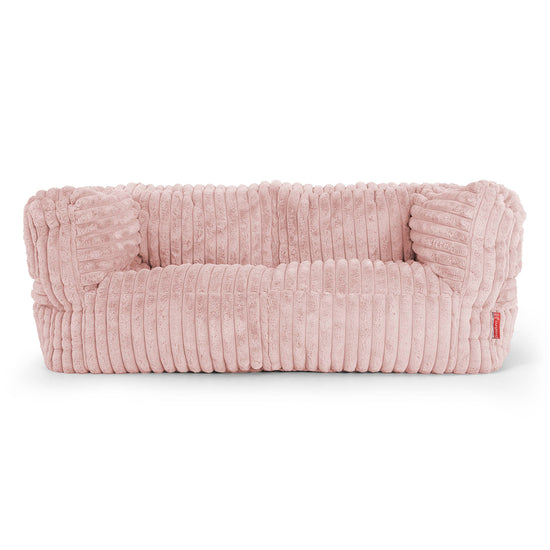 Canapé Pouf Albert 2 places - Velours Côtelé Ultra Pelucheux Rose Pastel 01