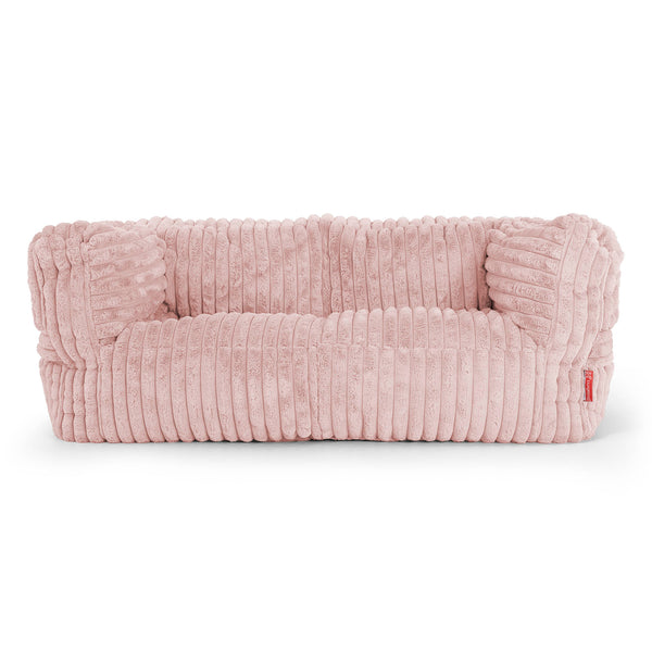 Canapé Pouf Albert 2 places - Velours Côtelé Ultra Pelucheux Rose Pastel 01