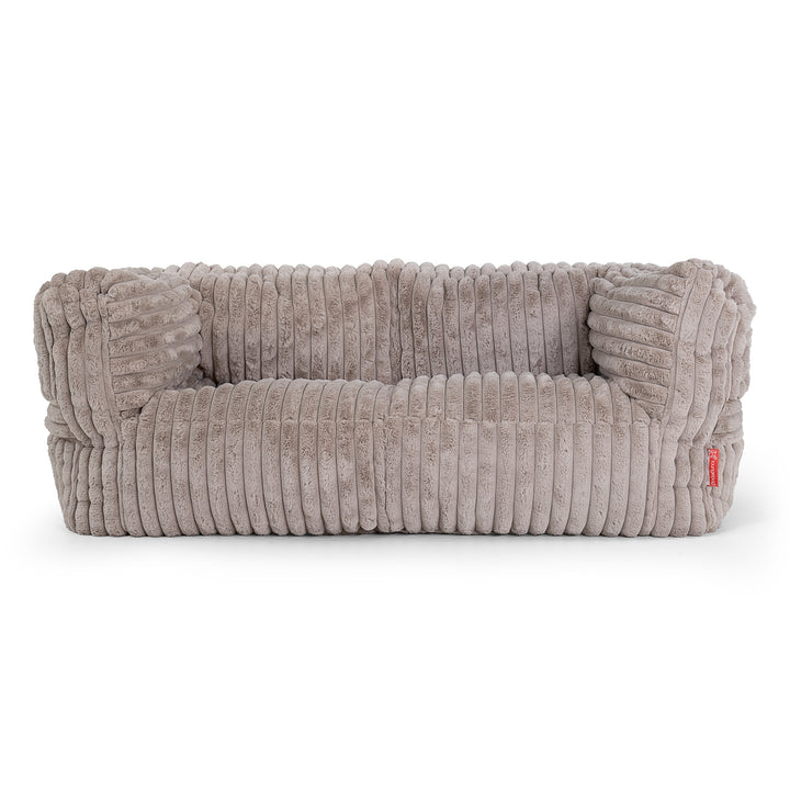 Canapé Pouf Albert 2 places - Velours Côtelé Ultra Pelucheux Vison 01