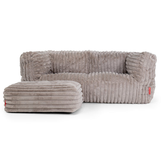 Canapé Pouf Albert 2 places - Velours Côtelé Ultra Pelucheux Vison 02