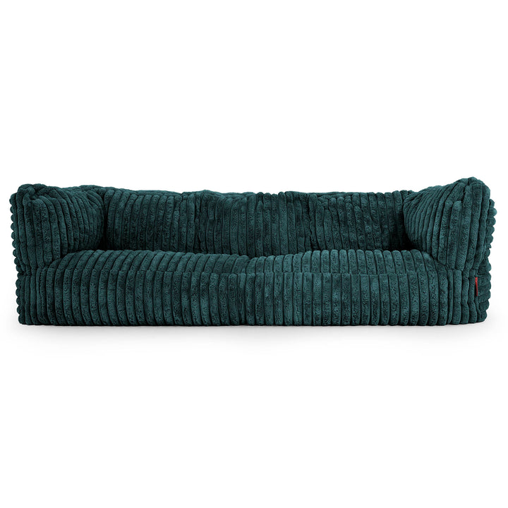 Canapé Pouf Albert 3 places - Velours Côtelé Ultra Pelucheux Bleu Canard 01