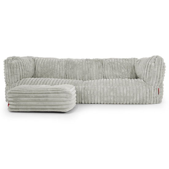 Canapé Pouf Albert 3 places - Velours Côtelé Ultra Pelucheux Vert Sauge 02