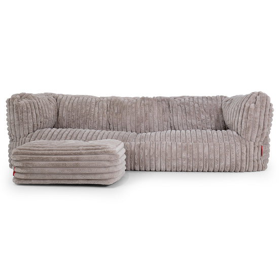 Canapé Pouf Albert 3 places - Velours Côtelé Ultra Pelucheux Vison 02