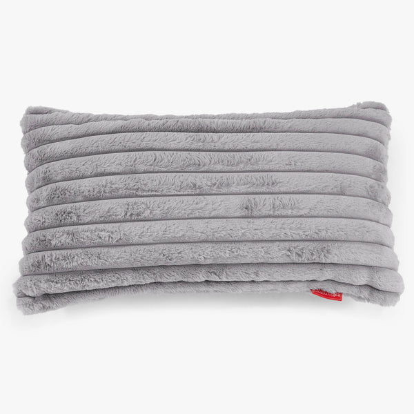 Housse de Coussin Rectangulaire Géant 40 x 70cm - Velours Côtelé Ultra Pelucheux Gris 01