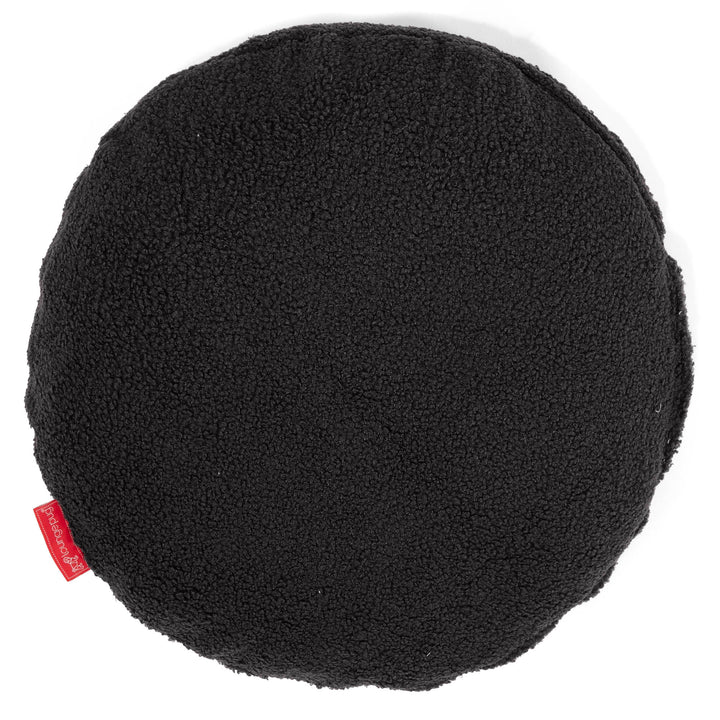 Housse de Coussin Rond 50cm - Bouclé Anthracite 01