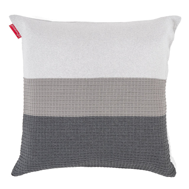 Grand Housse de Coussin 70 x 70cm - Tricoté Colourblock Gris 01