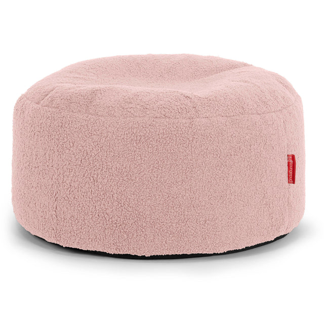 Grand Repose-pied Rond - Bouclé Rose 01