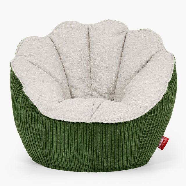 Pouf Fauteuil Natalia Sacco - Bouclé & Côtelé Vert Forêt 01