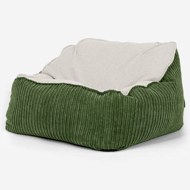 Le Pouf Doudou - Bouclé & Côtelé Vert Forêt 01