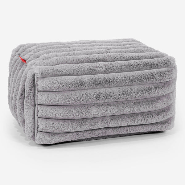 Petit Repose Pied - Velours Côtelé Ultra Pelucheux Gris 01