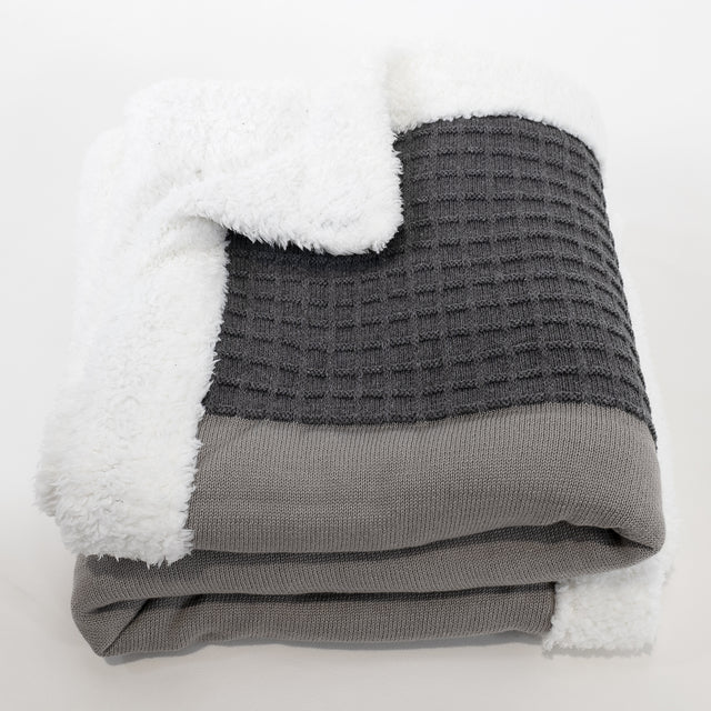 Couverture / Plaid - Tricoté Colourblock Gris 03