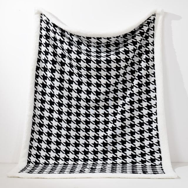 Couverture / Plaid - Tricoté Pied-de-poule Noir 01