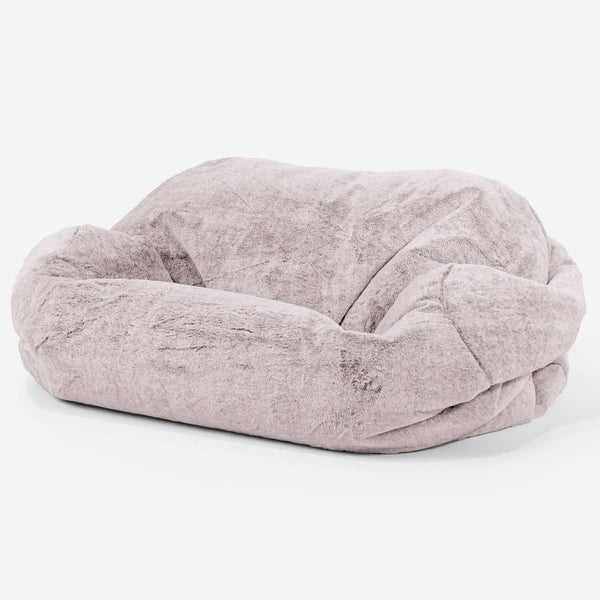 Pouf Canapé Sabine - Fausse Fourrure Lapin Rose Pastel 01