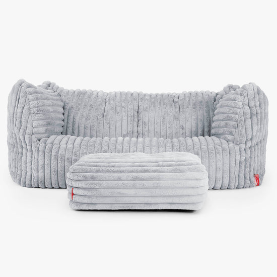 Pouf Canapé Ruben - Velours Côtelé Ultra Pelucheux Bleu Dragé 02