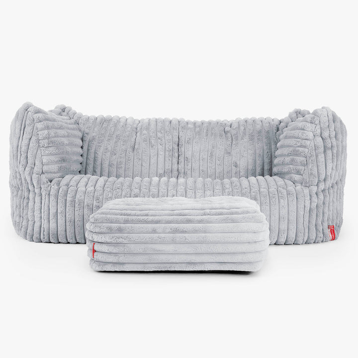 Pouf Canapé Ruben - Velours Côtelé Ultra Pelucheux Bleu Dragé 02