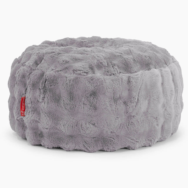 Pouf Design Rond - Fausse Fourrure à Bulles Gris 01