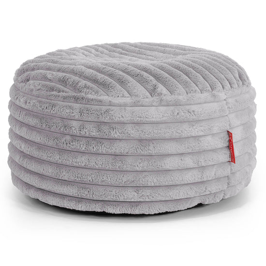 Pouf Design Rond - Velours Côtelé Ultra Pelucheux Gris 01