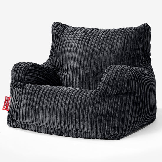 Pouf Fauteuil Design - Côtelé Noir 01