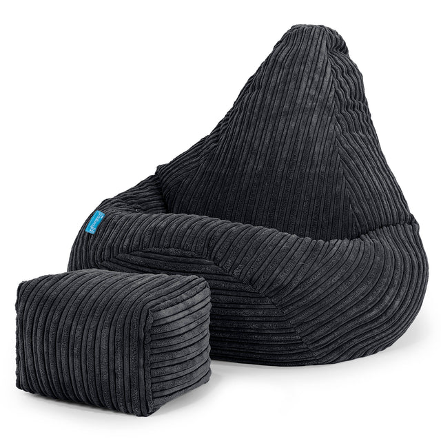 Pouf Fauteuil Gamer pour Enfant 1-5 ans - Côtelé Noir 01