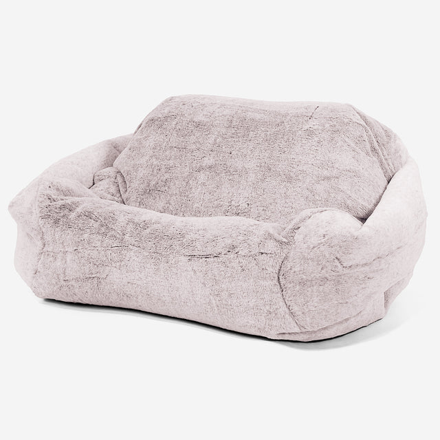 Pouf Fauteuil Sabine - Fausse Fourrure Lapin Rose Pastel 01