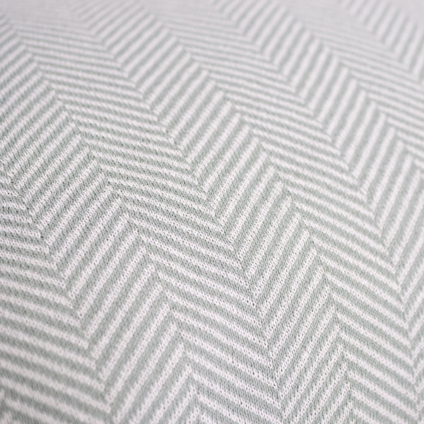 Petit Repose Pied - Tricoté Chevrons Bleu Dragé Fabric Close-up Image