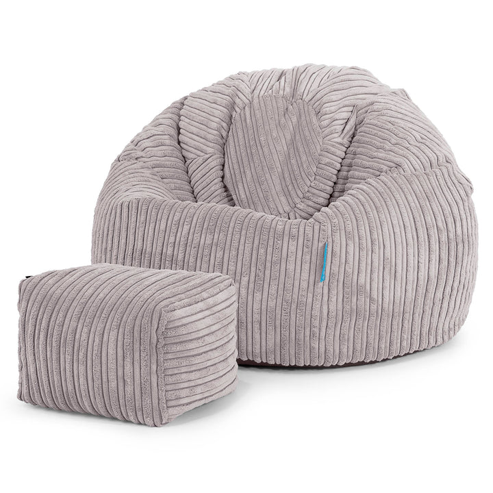 Pouf Poire Classique Enfant 1-5 ans - Côtelé Gris Argent 02