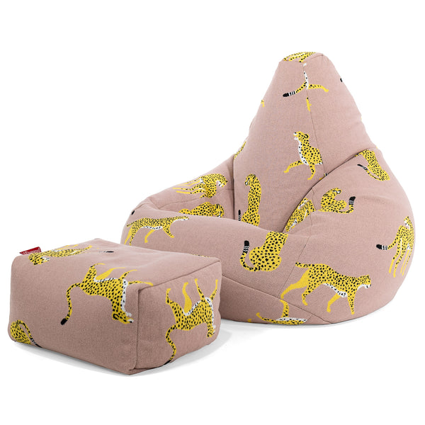 Pouf Poire Gamer - Tricoté Guépard Rose 01