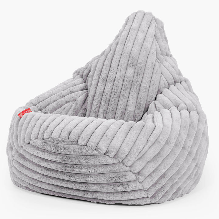 Pouf Poire Gamer - Velours Côtelé Ultra Pelucheux Gris 02