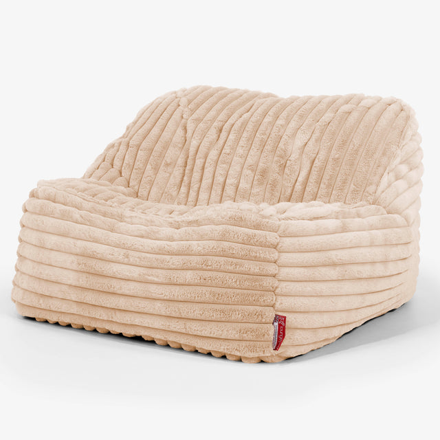 Le Pouf Doudou - Velours Côtelé Ultra Pelucheux Pêche 01