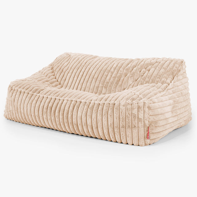 Le Canapé Pouf Doudou - Velours Côtelé Ultra Pelucheux Pêche 01