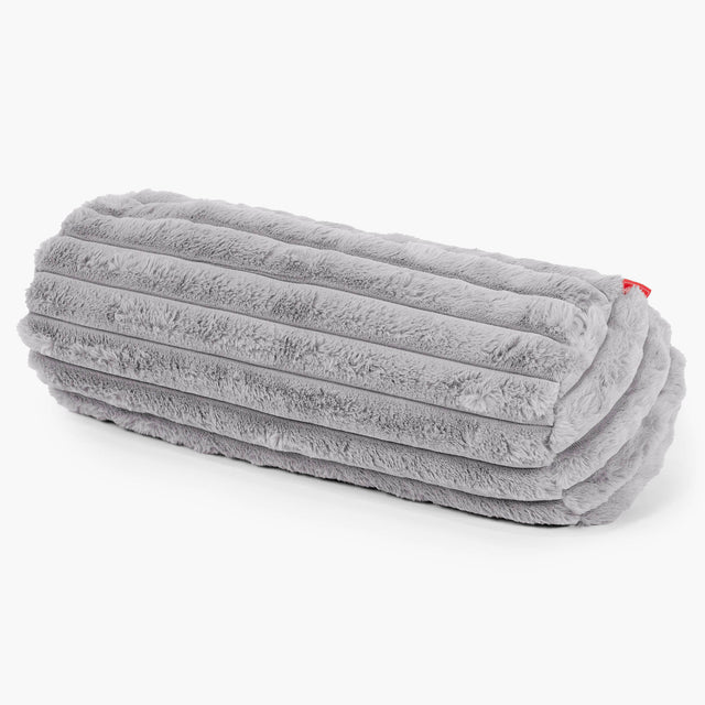 Housse de Traversin 20 x 55cm - Velours Côtelé Ultra Pelucheux Gris 01