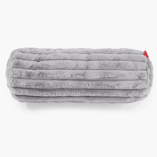 Housse de Traversin 20 x 55cm - Velours Côtelé Ultra Pelucheux Gris 02