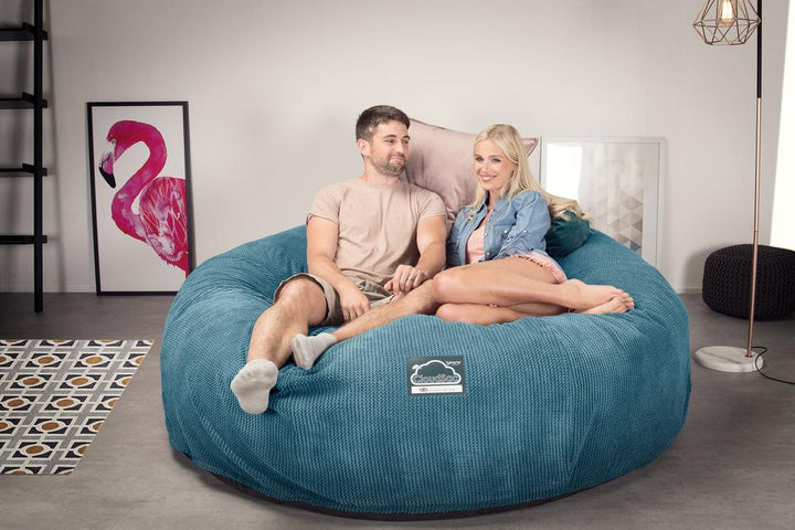 Lounge Pug, CloudSac 3000 XXL, Grand Canapé Pouf à Mémoire de Forme, Gros Pouf Sofa, Pompon Mer Égéé