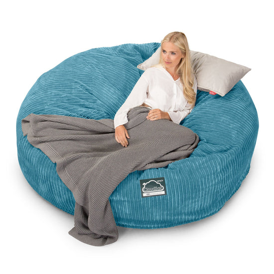 Lounge Pug, CloudSac 3000 XXL, Grand Canapé Pouf à Mémoire de Forme, Gros Pouf Sofa, Côtelé Mer Égéé