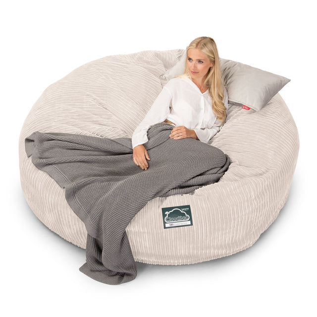 Lounge Pug, CloudSac 3000 XXL, Grand Canapé Pouf à Mémoire de Forme, Gros Pouf Sofa, Côtelé Ivoire