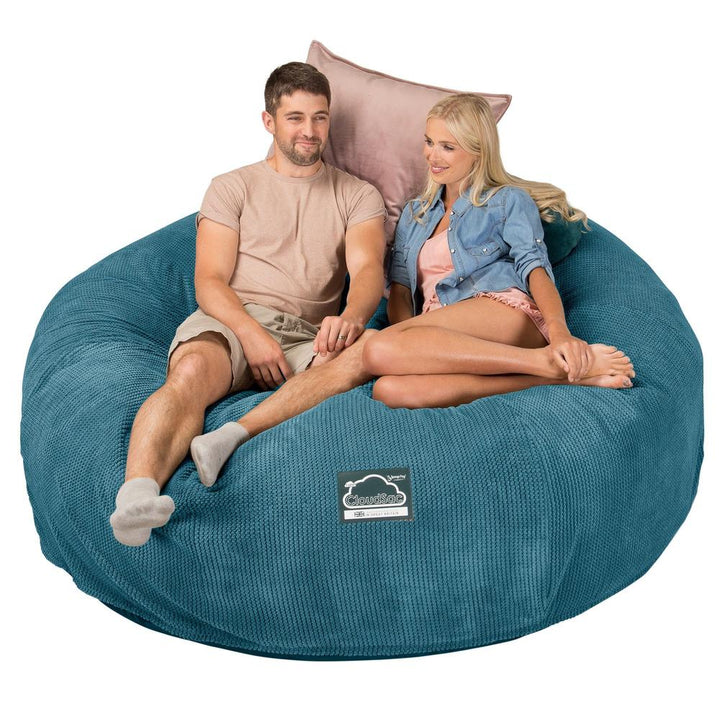 Lounge Pug, CloudSac 3000 XXL, Grand Canapé Pouf à Mémoire de Forme, Gros Pouf Sofa, Pompon Mer Égéé