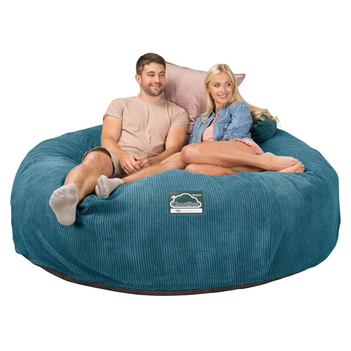 Lounge Pug, CloudSac 3000 XXL, Grand Canapé Pouf à Mémoire de Forme, Gros Pouf Sofa, Pompon Mer Égéé