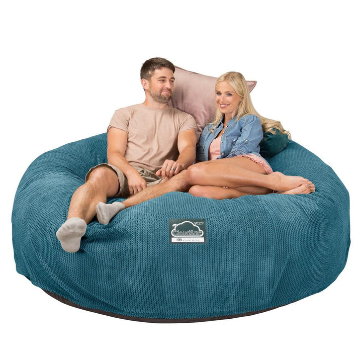 Lounge Pug, CloudSac 3000 XXL, Grand Canapé Pouf à Mémoire de Forme, Gros Pouf Sofa, Pompon Mer Égéé