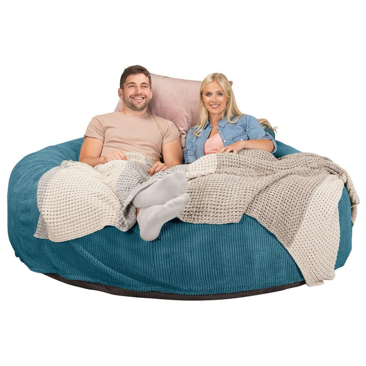 Lounge Pug, CloudSac 3000 XXL, Grand Canapé Pouf à Mémoire de Forme, Gros Pouf Sofa, Pompon Mer Égéé