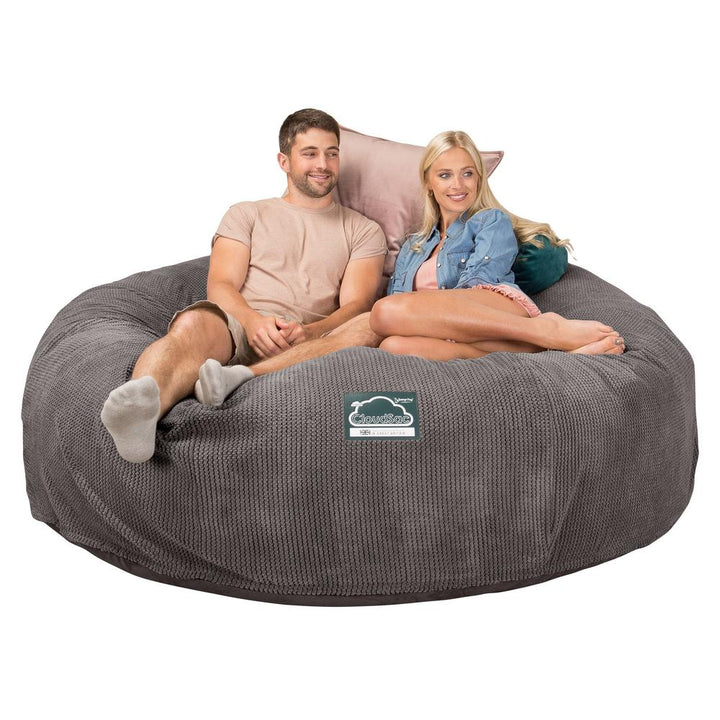 Lounge Pug, CloudSac 3000 XXL, Grand Canapé Pouf à Mémoire de Forme, Gros Pouf Sofa, Pompon Anthracite