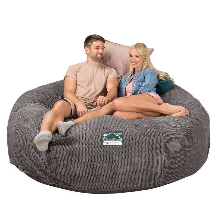 Lounge Pug, CloudSac 3000 XXL, Grand Canapé Pouf à Mémoire de Forme, Gros Pouf Sofa, Pompon Anthracite