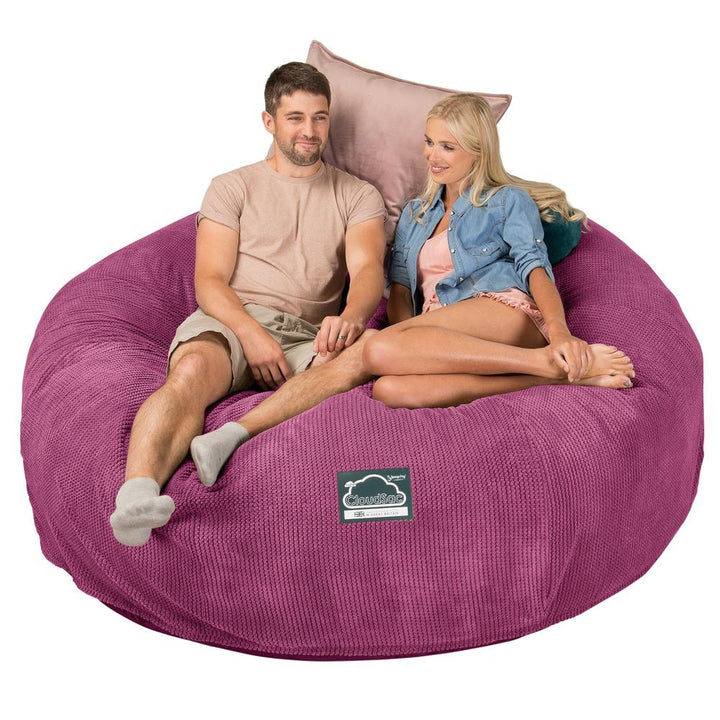 Lounge Pug, CloudSac 3000 XXL, Grand Canapé Pouf à Mémoire de Forme, Gros Pouf Sofa, Pompon Rose