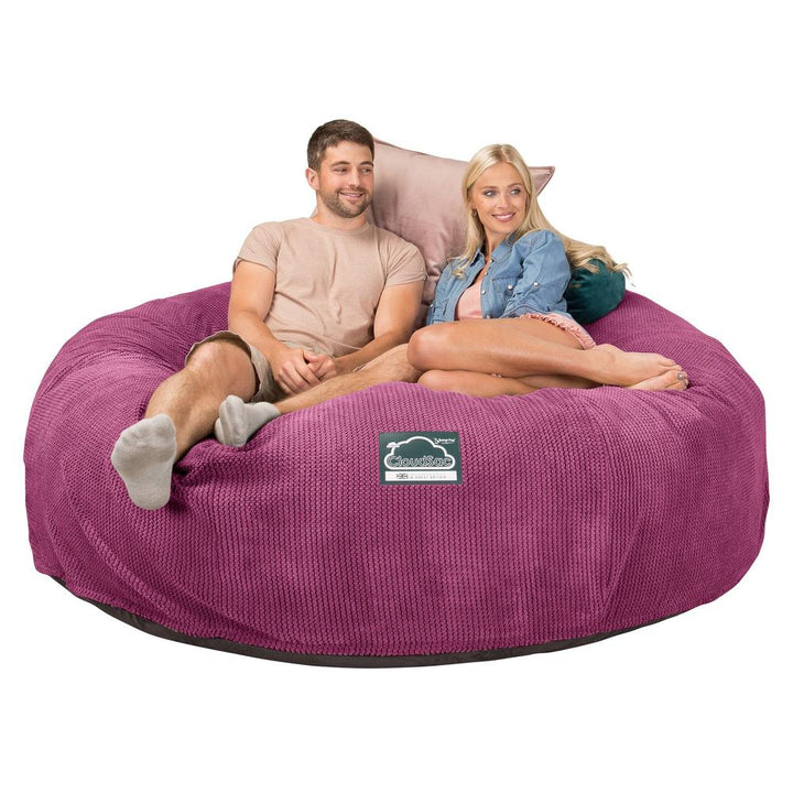 Lounge Pug, CloudSac 3000 XXL, Grand Canapé Pouf à Mémoire de Forme, Gros Pouf Sofa, Pompon Rose