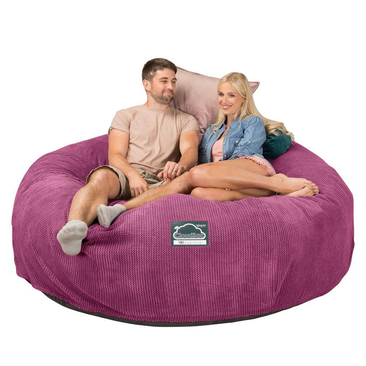 Lounge Pug, CloudSac 3000 XXL, Grand Canapé Pouf à Mémoire de Forme, Gros Pouf Sofa, Pompon Rose