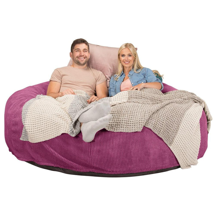 Lounge Pug, CloudSac 3000 XXL, Grand Canapé Pouf à Mémoire de Forme, Gros Pouf Sofa, Pompon Rose