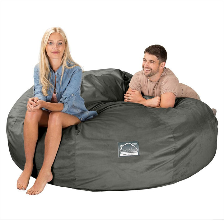 Lounge Pug, CloudSac 3000 XXL, Grand Canapé Pouf à Mémoire de Forme, Gros Pouf Sofa, Velours Anthracite