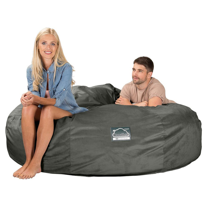 Lounge Pug, CloudSac 3000 XXL, Grand Canapé Pouf à Mémoire de Forme, Gros Pouf Sofa, Velours Anthracite